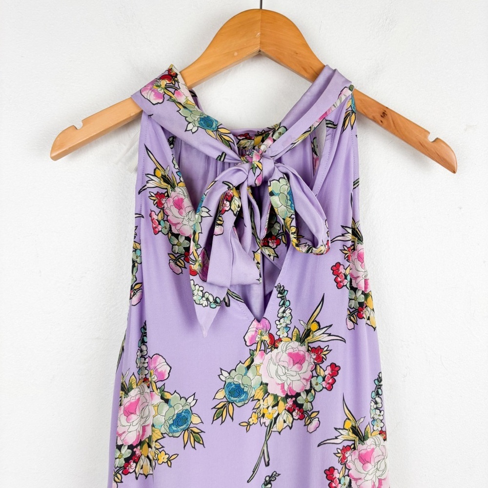 Anthropologie Silk Halter Floral Midi Dress Sz 1X - Picture 6 of 13